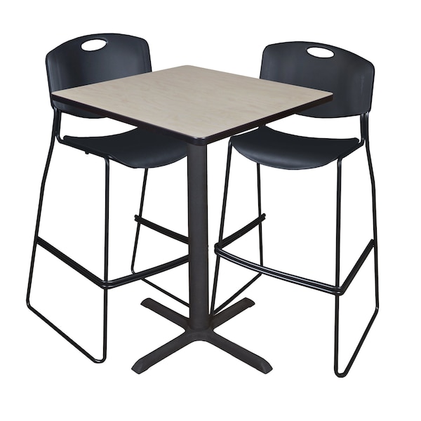 Cain Square Tables > Breakroom Tables > Cain Café Table & Chair Sets, 30 W, 30 L, 42 H, Maple TCB3030PL4495BK